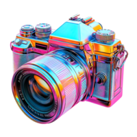 A Stunning Rainbow-Colored Vintage Camera with a Transparent Background png