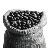 A Burlap Sack Overflowing with Aromatic Coffee Beans,  Ready for Brewing,  Creating a Rich and Satisfying Cup of Coffee,  with a Transparent Background png