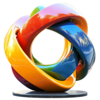 Abstract Sculpture Intertwined Colorful Rings Transparent Background png