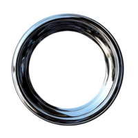 Shiny Chrome Ring with Transparent Background, Abstract Circle Shape, Circular Metal Frame, 3D Rendered Design png