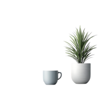 uma simples copo do chá, e uma exuberante plantar com uma transparente fundo png