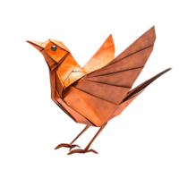 Origami Bird Folded with Precision, a Delicate Brown Paper Creation, Standing on a Transparent Background png