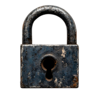 Old Rusty Padlock with Transparent Background, Vintage Metal Lock with Keyhole for Security png