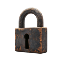 Rusty Padlock with a Transparent Background - Security, Protection, Old, Vintage, Antique, Metal, Iron, Lock, Keyhole, Isolated png