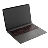 Sleek Laptop with Red Backlit Keyboard and Transparent Background png