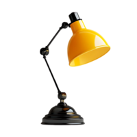 Yellow Desk Lamp with a Black Base, Perfect for Reading and Working with a Transparent Background png