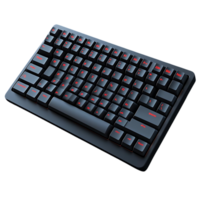 Black Keyboard with Red Backlit Keys on a Transparent Background png