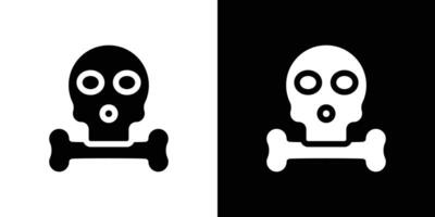 Crossbones skull icon Flat fill set collection vector