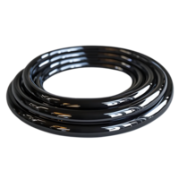 Shiny Black Rings Intertwined with a Transparent Background,  Creating a Striking Visual Display of Geometric Shapes and Reflections png