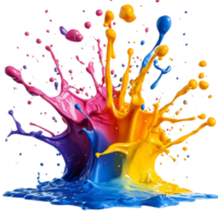 levendig kleuren spatten en exploderend tegen een transparant achtergrond, creëren een kleurrijk abstract meesterwerk png