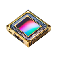 A Close-Up of a Tiny Gold Chip Sensor with a Transparent Background png