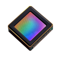 CMOS Image Sensor with Transparent Background and Rainbow Color Display for Advanced Photography and Imaging Applications png