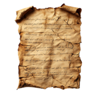 Ancient Parchment with Handwritten Text and a Transparent Background png