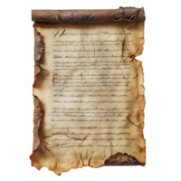 Ancient Parchment Scrolls With Handwritten Text on a Transparent Background png