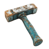 Rusty Hammer with a Blue Handle on a Transparent Background png