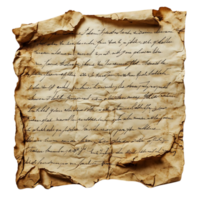Ancient Manuscript with Handwritten Text and a Transparent Background, Unveiling Secrets of the Past with Grunge Texture png