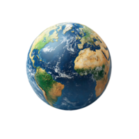 Earth Globe with Transparent Background, a Detailed 3D Rendering of Our Planet, Showing Continents and Oceans, Perfect for Educational or Artistic Purposes. png