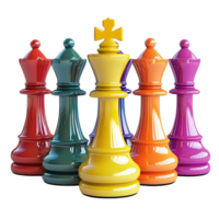 Colorful Kings Stand Tall Against a Transparent Background, Representing Unity in Diversity with a Regal Touch png