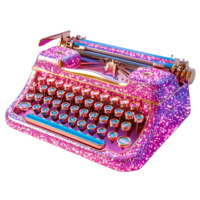 Pink Glitter Typewriter with Transparent Background - A Sparkling Machine for Creating Stories png