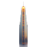 A Futuristic Skyscraper Reaching for the Clouds with a Glowing Transparent Background png