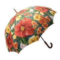 Floral Umbrella with a Transparent Background, Vibrant Garden Print Umbrella, Open Umbrella with a Transparent Background png
