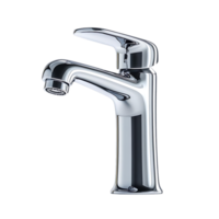 Chrome Bathroom Faucet with Transparent Background, Modern Design for Contemporary Homes png