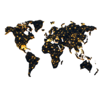 World Map with Glowing Connections - A Global Network of Interconnectivity on a Transparent Background png