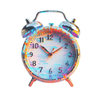Glitching Alarm Clock with Transparent Background, Time Distortion, Digital Art, Glitch Effect, Retro Alarm Clock, Digital Clock, Alarm Clock with Glitch, Vintage Alarm Clock, Alarm Clock with Digital Effects png