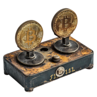 Bitcoin Cryptocurrency on Vintage Electrical Device,  A  Symbol of Technological  Advancement and  Financial  Innovation with  Transparent Background png