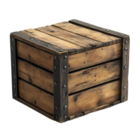 Vintage Wooden Crate with Metal Accents, a Rustic Storage Solution with Transparent Background png