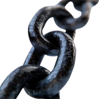 Black Metal Chain Links Interlocking, Forming a Strong and Durable Connection with a Transparent Background png