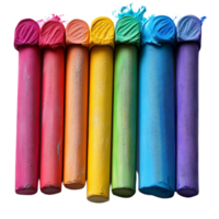 Rainbow Chalk Sticks Arranged in a Row on Transparent Background png