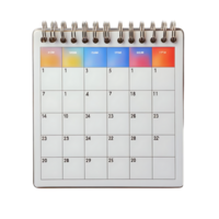 White Calendar with Transparent Background Colors for Planning and Scheduling with Gradient Color Bands and Numbers png