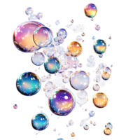 Iridescent Bubbles Floating in a Transparent Background, Capturing Light with Sparkling Reflections png