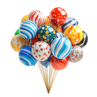 Colorful Balloons with Transparent Background, Celebrate with a Bunch of Party Balloons, Festive Decorations with Marble Patterned Balloons, Bright Balloons with Clear Background, Abstract Design Balloons,  Unique Patterned Balloons,  Decorate with Balloo png