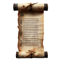 Ancient Scroll with Chinese Calligraphy on a Transparent Background png