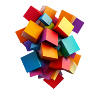 Colorful Cubes with a Transparent Background,  A Modern Abstract Design with Vivid Hues and Sharp Edges png