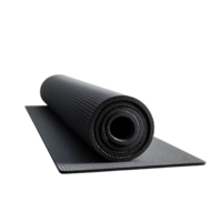 Rolled Up Black Yoga Mat with Transparent Background, Perfect for Fitness, Exercise, and Stretching png