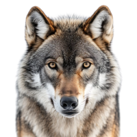 Wolf with Transparent Background, Looking Directly at the Camera with Intense Gaze,  Wild Animal Portrait, Isolated Image png