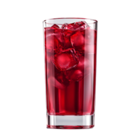 Refreshing Red Drink with Ice Cubes in a Tall Glass, Transparent Background png