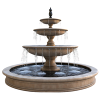 Elegant Stone Fountain with Cascading Water and a Transparent Background png
