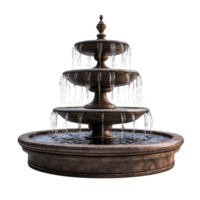 Three-Tiered Stone Fountain Cascading Water with Transparent Background png