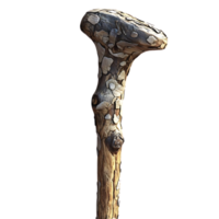 A Wooden Walking Stick with a Unique Bark Pattern, a Walking Stick with a Transparent Background png