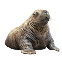 Walrus Sitting on a Transparent Background, a Large,  Brown,  Plump  Animal with  Tusk  and  Whiskers png