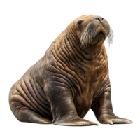 Walrus Sitting with Transparent Background, a Large Marine Mammal with Whiskers png