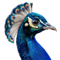 Peacock's Head With a Transparent Background, Showcasing its Vibrant Blue and Green Feathers with a Close-Up View of its Eye png