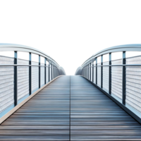 A Modern Bridge with a Transparent Background, Leading to a Clear Future and Opportunities with a Metal Railing and Wooden Deck png