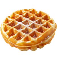 Golden Waffle with Syrup and Powdered Sugar - Delicious Breakfast Treat with Transparent Background png