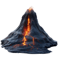 Volcano Erupting with Lava Flows on a Transparent Background png