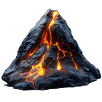 Volcano Erupting with Lava Flows on a Transparent Background png